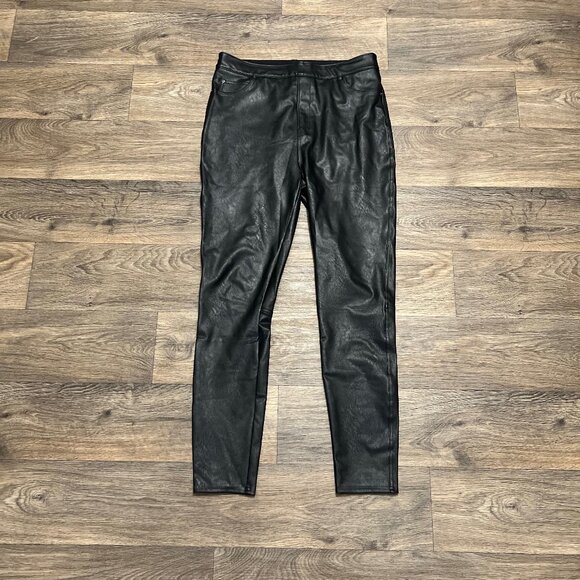 SPANX Leather-Like Ankle Skinny Pant Luxe Black Size XL Tall - Picture 4 of 10